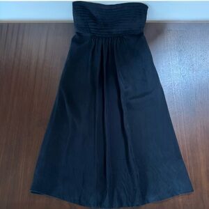 BANANA REPUBLIC 100% SILK DRESS MIDI STRAPLESS LINED ALINE EMPIRE 2 BLACK 486560